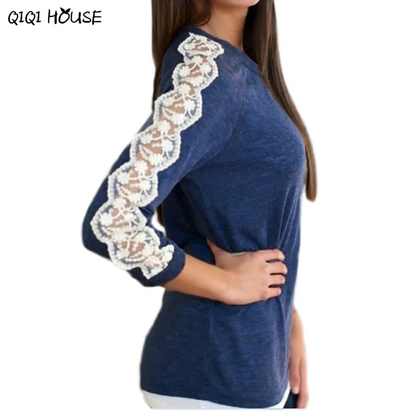 Women Tops And Blouses 2016 New Fashion Lace Long Sleeve Loose Tops Casual Autumn Basic Tops Blouse Femme#B907 SM6