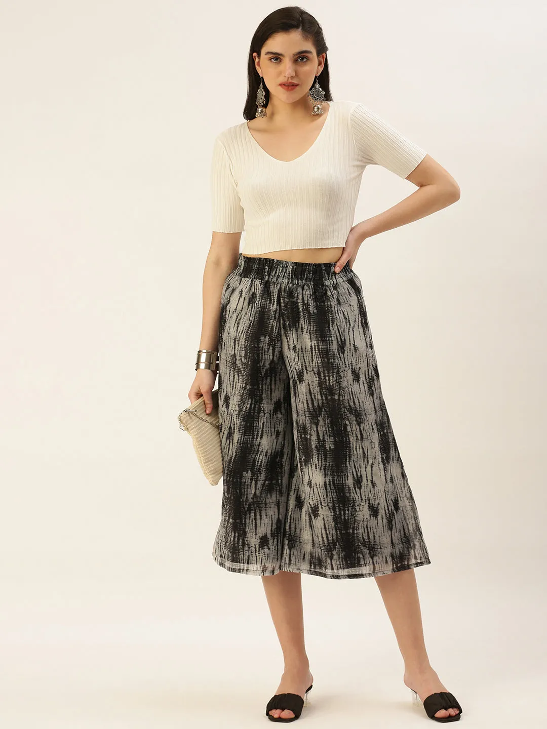 Women's Printed Culottes Black