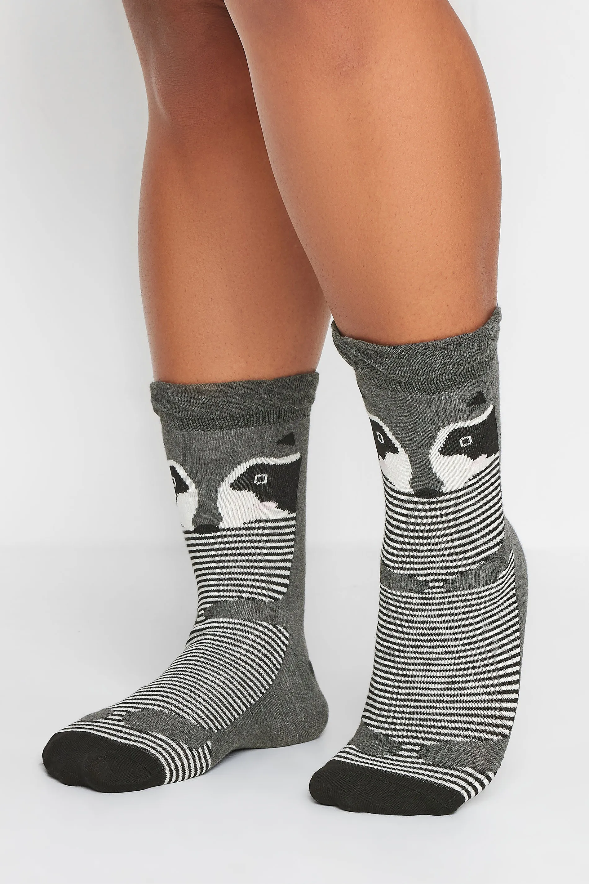 YOURS 4 PACK Grey Animal Print Ankle Socks