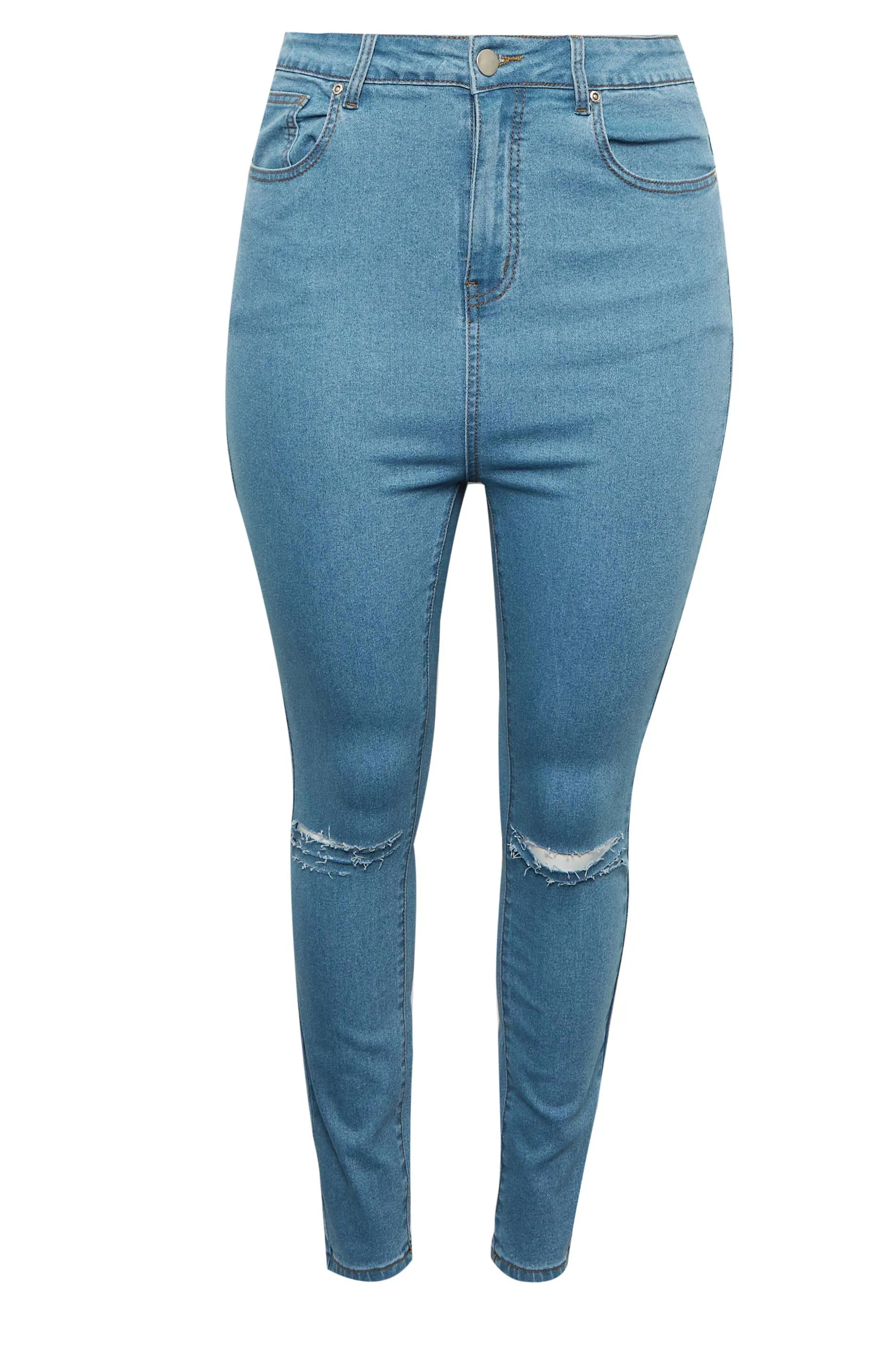 YOURS Curve Bleach Blue Ripped Skinny Stretch AVA Jeans