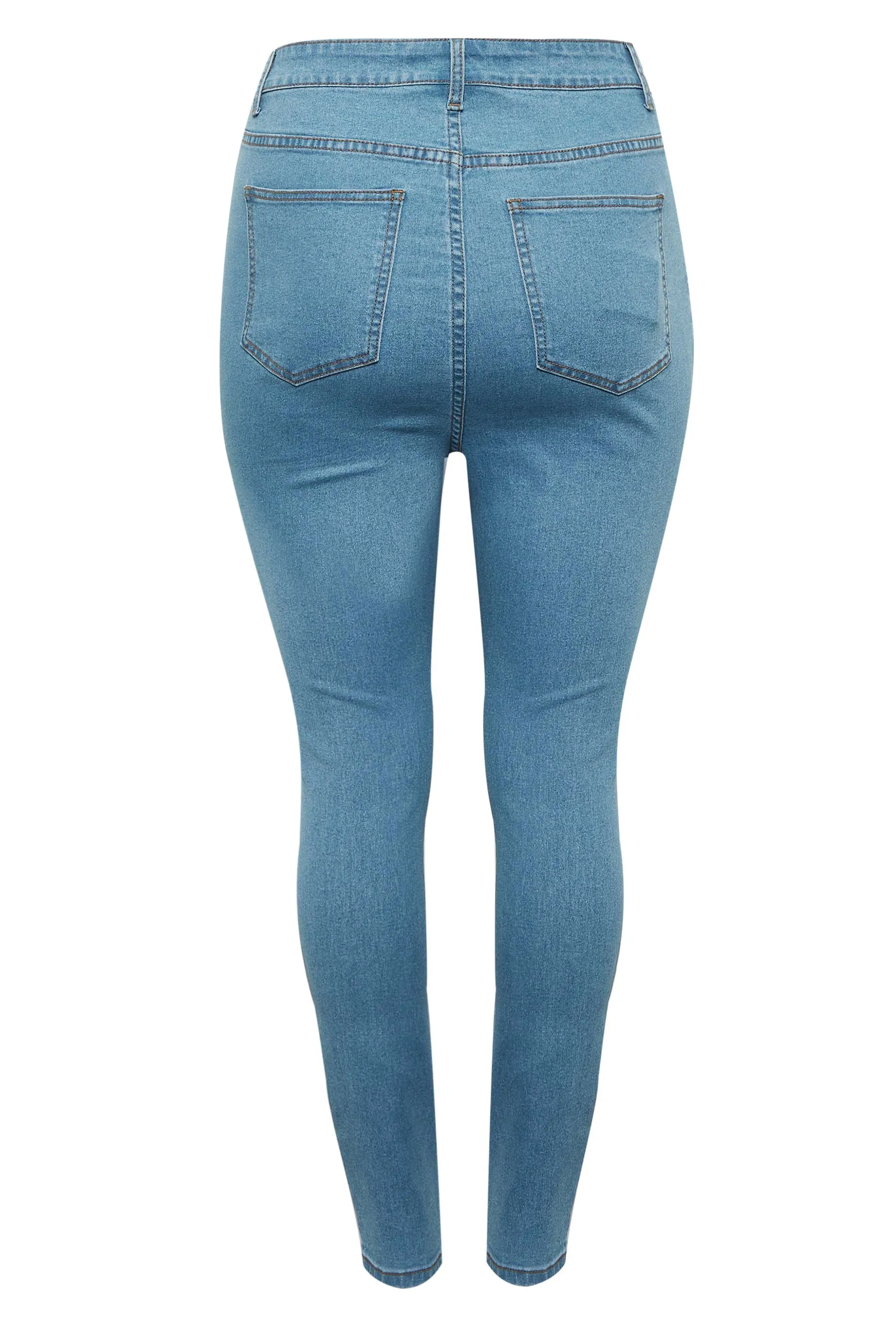 YOURS Curve Bleach Blue Ripped Skinny Stretch AVA Jeans