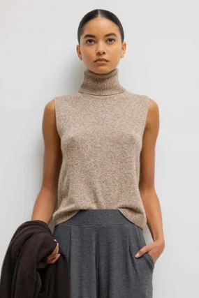 Zoe Sleeveless Turtleneck - Oatmeal